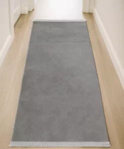 فرش راهروی کلاسیک رولیف آدِن با حاشیه و زیره غیرلغزنده رنگ خاکستری برند Merinos - 983160093