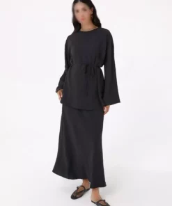 تیشرت و دامن ست با جزئیات بند دار - سیاه برند Refka - 980958693
