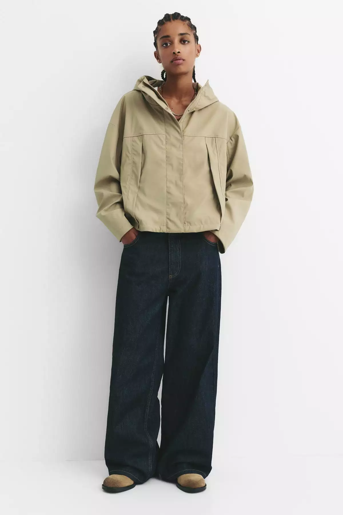 بارانی کلاهدار کوتاه برند Pull & Bear - 988433630