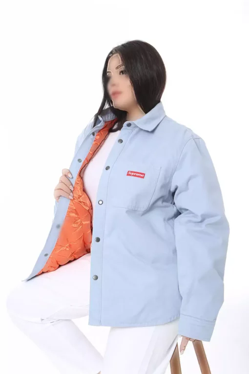 کابان آبی بزرگ سایز زنانه با آستر داخلی منقوش و دکمه‌های فشاری 65N38371 برند Şans - 864576491