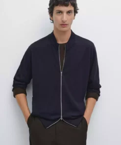 کاردیگان زیپدار پشمی ۱۰۰% مچدس مرینو برند Massimo Dutti - 982461419