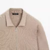 ژاکت بافته شده از الیاف نخی ترکیبی با زیپ برند Massimo Dutti - 969524592
