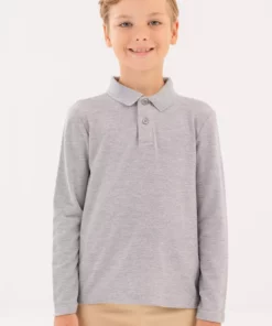 تیشرت آستین بلند پسرانه مدل Ku Basıc کد 15kds04 رنگ خاکستری ملانژ برند Kinetix - 850794075