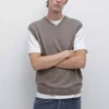 سوئتر V یقه با ترکیب پشم برند Massimo Dutti - 991330758