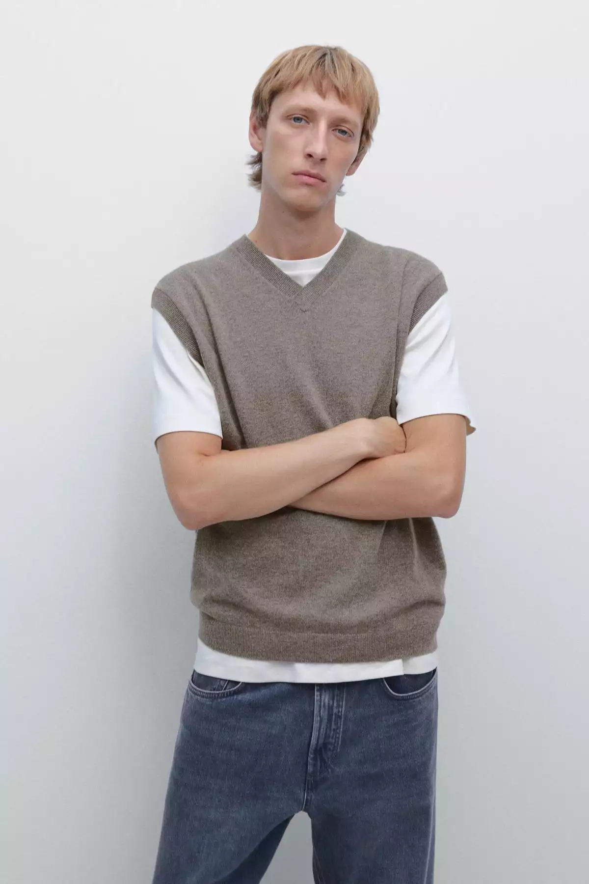 سوئتر V یقه با ترکیب پشم برند Massimo Dutti - 991330758