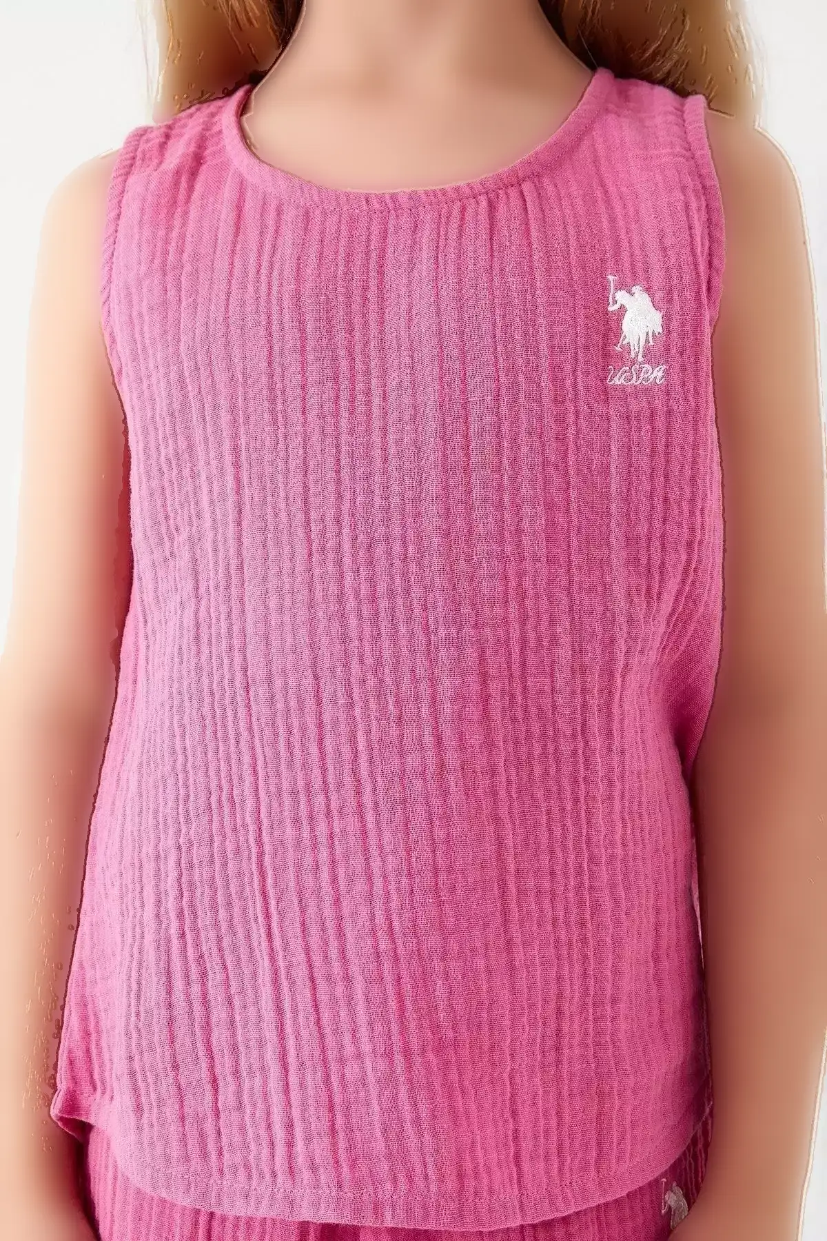 ست شورت دخترانه از برند U.S. Polo Assn با جزئیات رنگ بنفش روشن و فوشیا برند U.S. Polo Assn. - 649433802