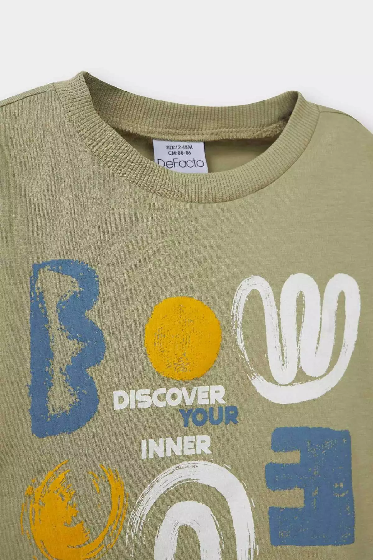 تیشرت کوتاه آستین با یقه گرد و چاپی برای پسر بچه مدل D7928A525SM برند Defacto - 947711476