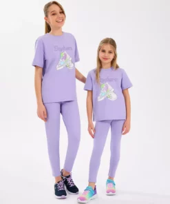 تیشرت گرافیکی بزرگ دخترانه رنگ بنفش برند Skechers - 928428243