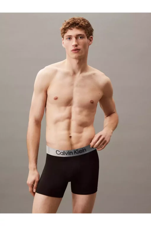 شورت مردانه راحت با پارچه کشی و شعار دار، سه‌تایی، رنگ مشکی برند Calvin Klein - 939001400