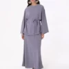ست دو تکه تونیک و دامن با جزئیات بند دار - خاکستری برند Refka - 980958689