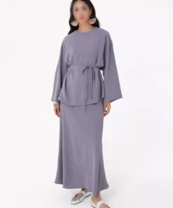 ست دو تکه تونیک و دامن با جزئیات بند دار - خاکستری برند Refka - 980958689