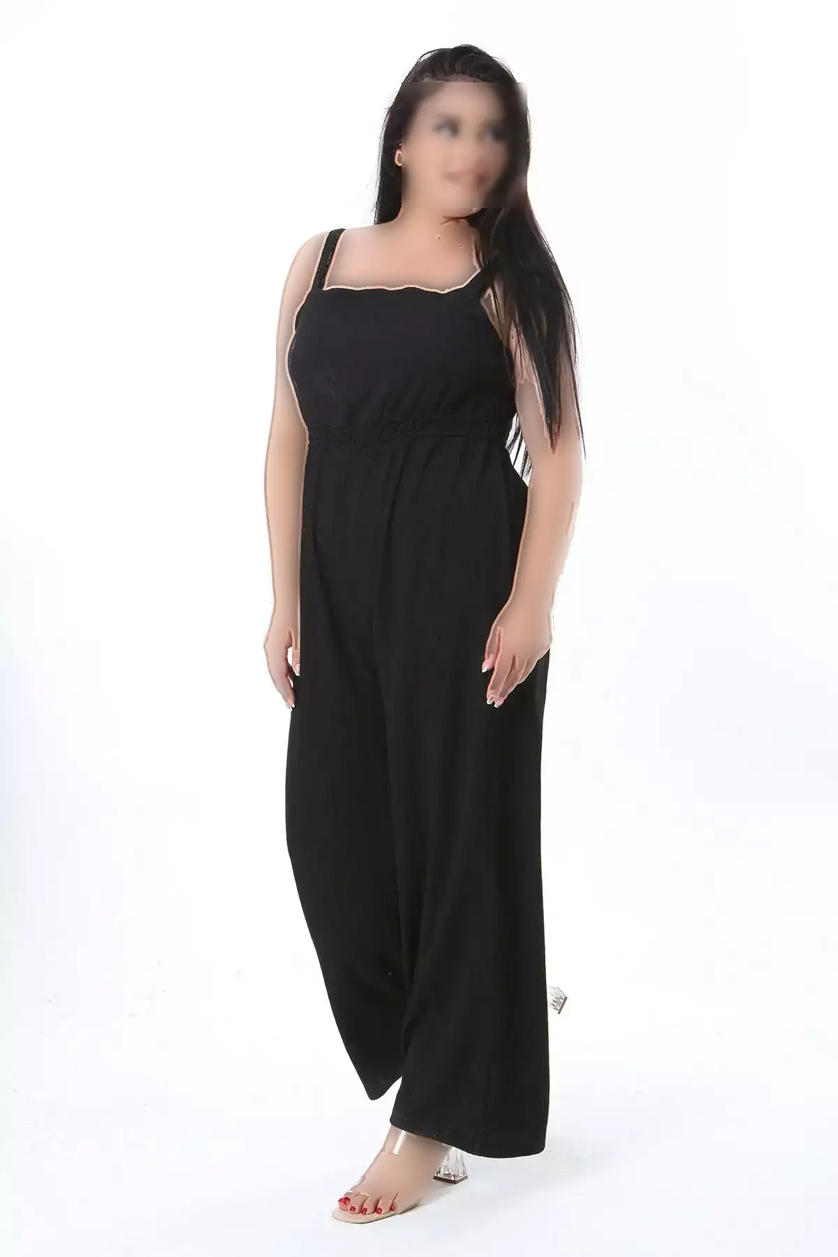 تیشرت بارداری مشکی با پارچه چین دار و شلوار گشاد 65N38313 برند Şans - 855616353