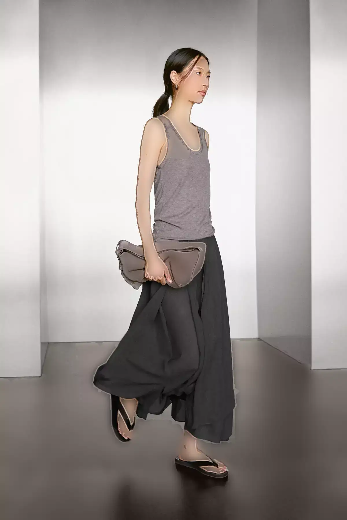 دامن بلند و دکلته چیندار برند Massimo Dutti - 944705649