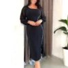 لباس Abend زنانه بزرگ سایز با جزئیات نوار رنگ مشکی برند Şirin Butik - 983225964