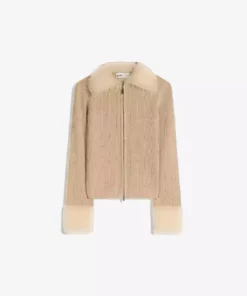 کُت پشمی دارای یقه خز و زیپ برند Bershka - 992656652