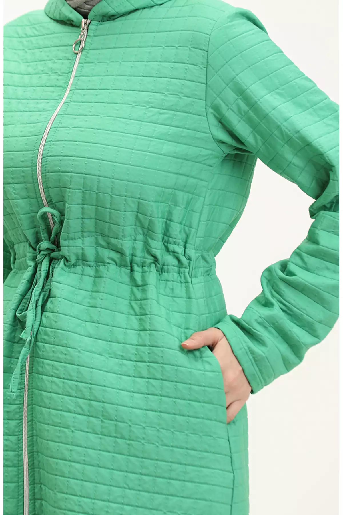 کاپشن کلاهدار با کمر گود 0314-08 سبز روشن برند sefamerve - 833632064