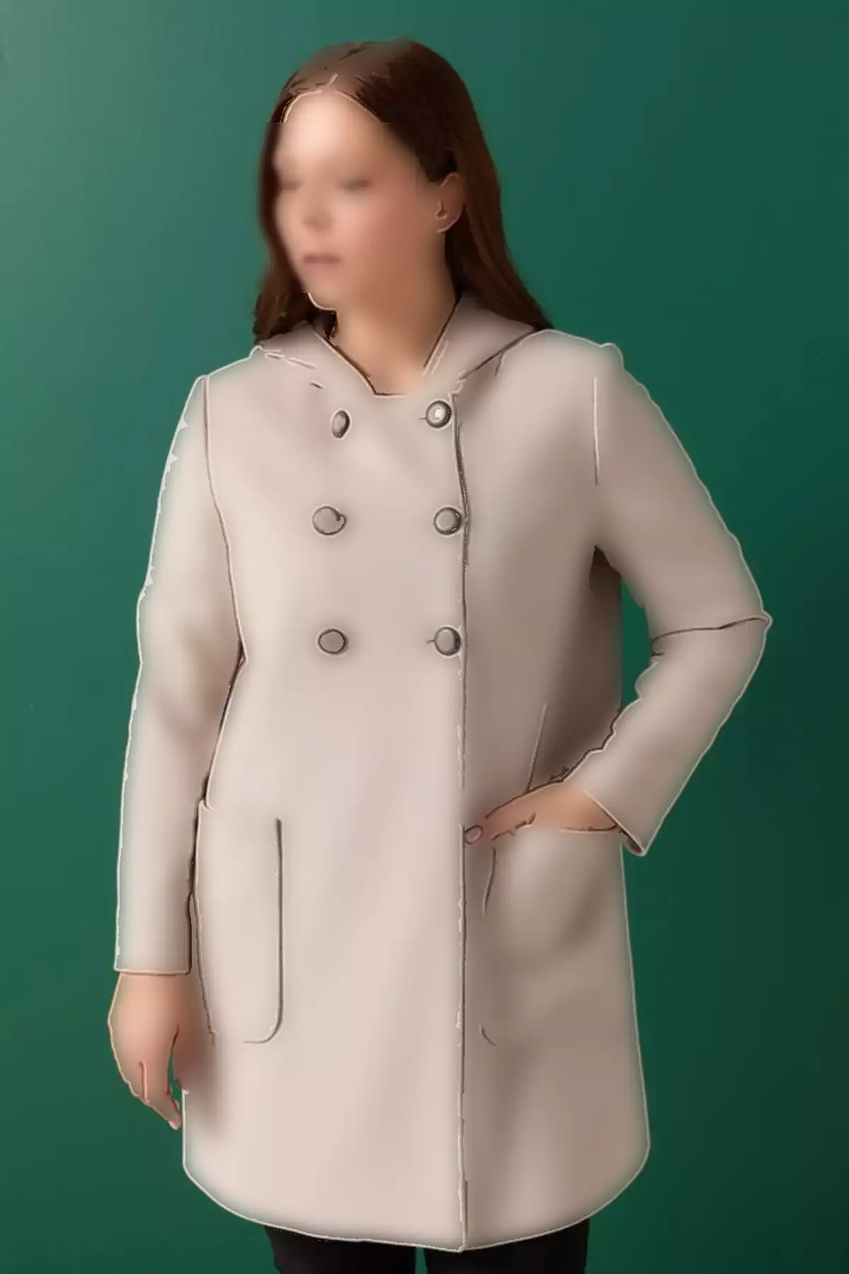 پالتوی سایز بزرگ با کلاه و جیبدار برند Selen Giyim - 993223014