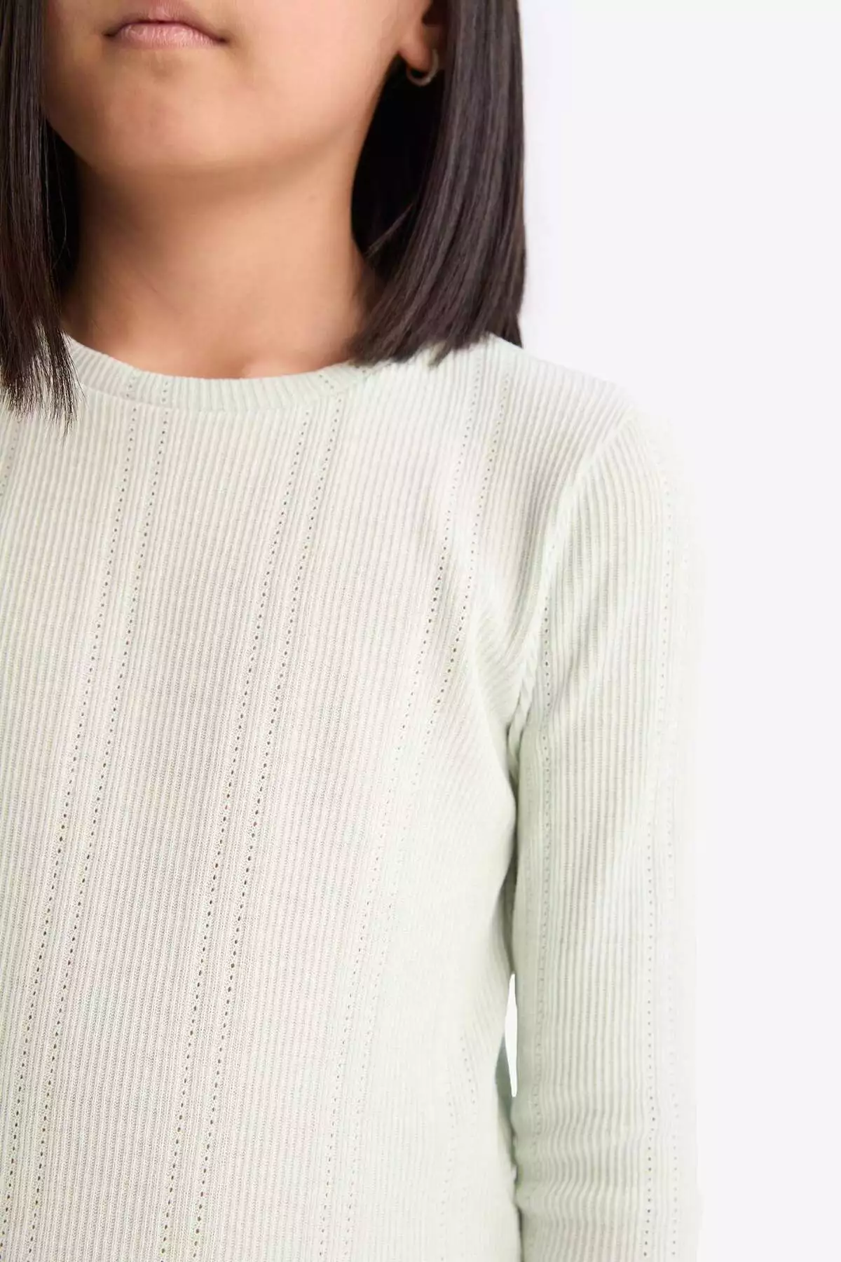 تی شرت دخترانه آستین بلند یقه گرد باریک و طبیعی مدل D9234A825SP برند Defacto - 896899254