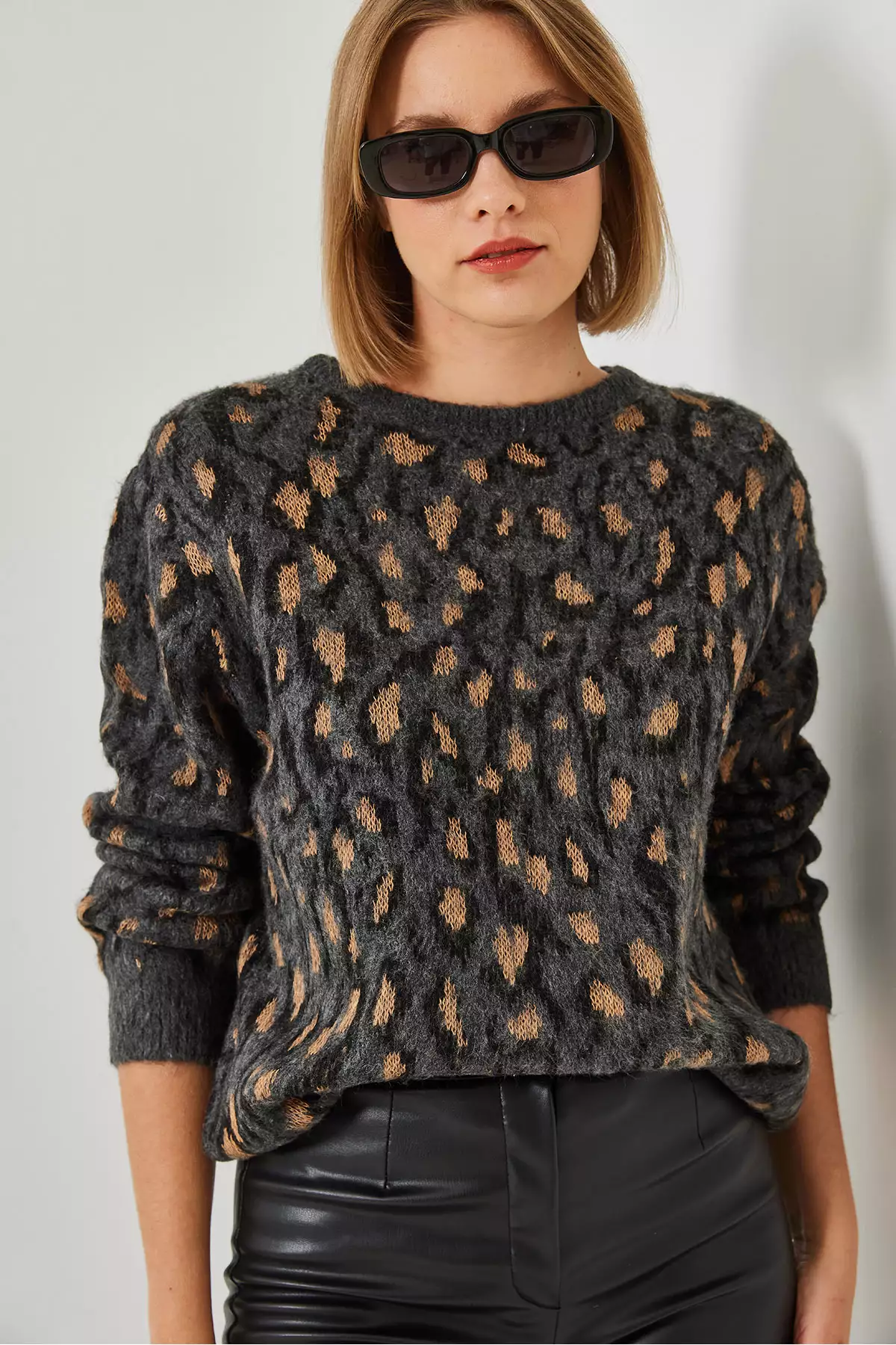 کاپشن بافتنی طرح دار یقه گرد زنانه برند Bianco Lucci - 874390996