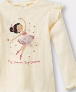 تیشرت آستین بلند کشباف با طرح بالرین و یقه سرهمی برای دختر بچهها مدل F8434A525AU برند Defacto - 971667815