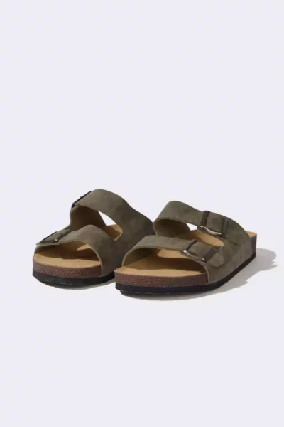 دمپایی چرم مصنوعی مردانه با کفی صاف و دو بند C3754AX24HS برند Defacto - 832411230