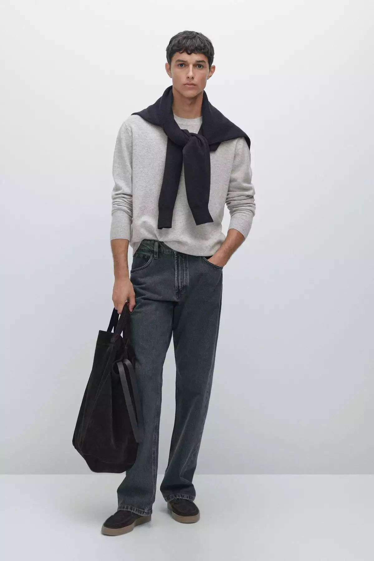 ژاکت یقه گرد از ترکیب پشم یخ زده برند Massimo Dutti - 966117438