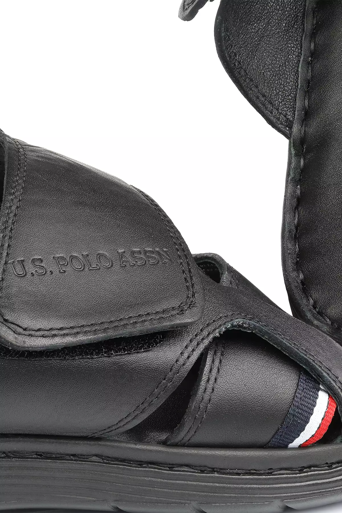 دمپایی مردانه آناتومیک تابان با رویه چرم طبیعی مشکی برند U.S. Polo Assn. - 863425171