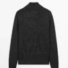 ژاکت با یقه دیپ و بافتنی برند Massimo Dutti - 957244941