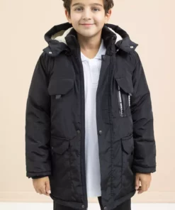 کت بالابند مشکی با جیب سینه و آستر پشمی برای پسران 21475 برند Cansın Mini - 985276755