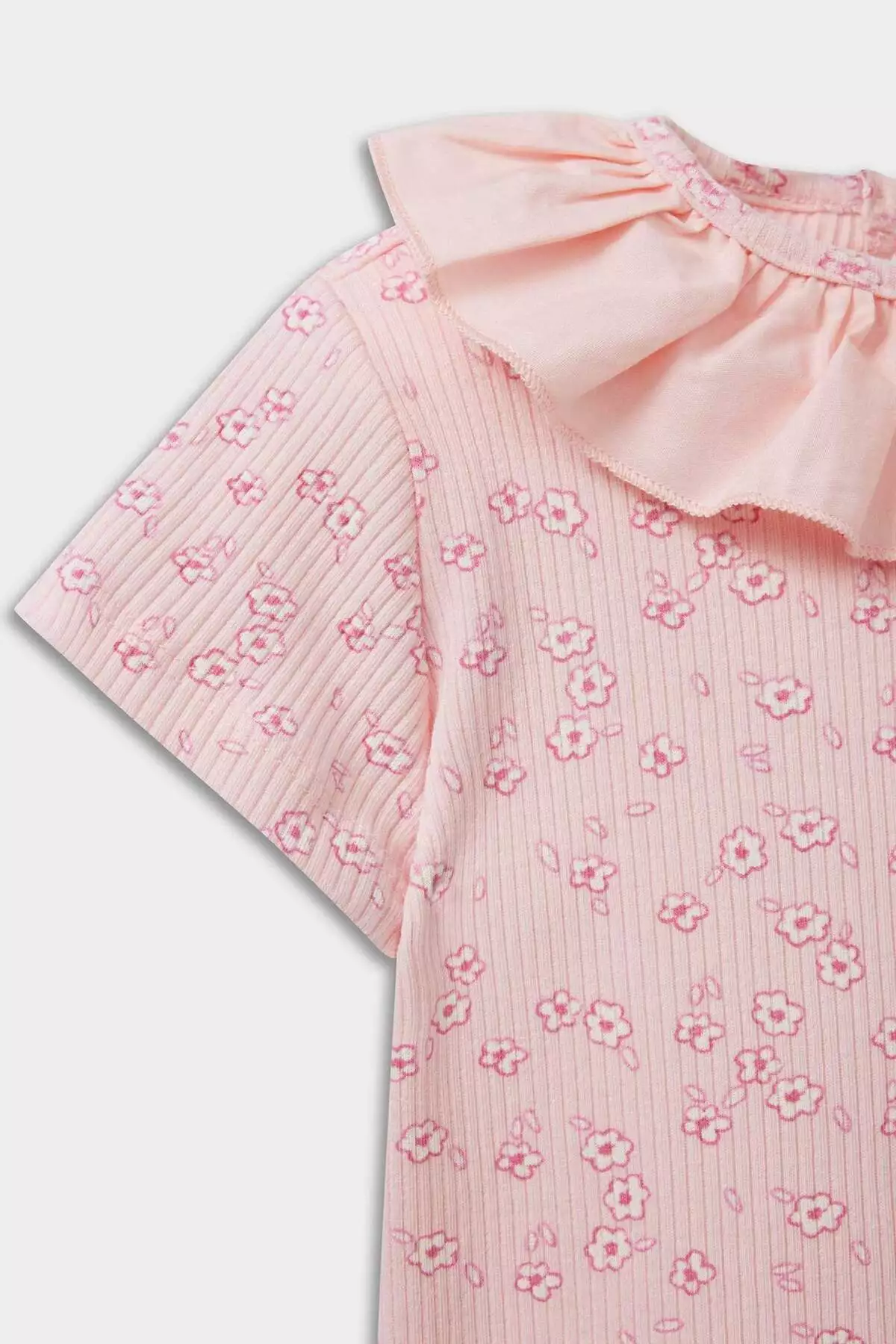 تیشرت کوتاهدست کشبافت راهراه گلدار بچه دخترانه E2962A525SM برند Defacto - 940561482