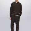 ژاکت پولو یقه دار با تیغه 100% پشم مروینوس برند Massimo Dutti - 984209595