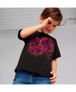 تیشرت گردنگرد مشکی با طرح تروالز برای پسران برند Puma - 816734718