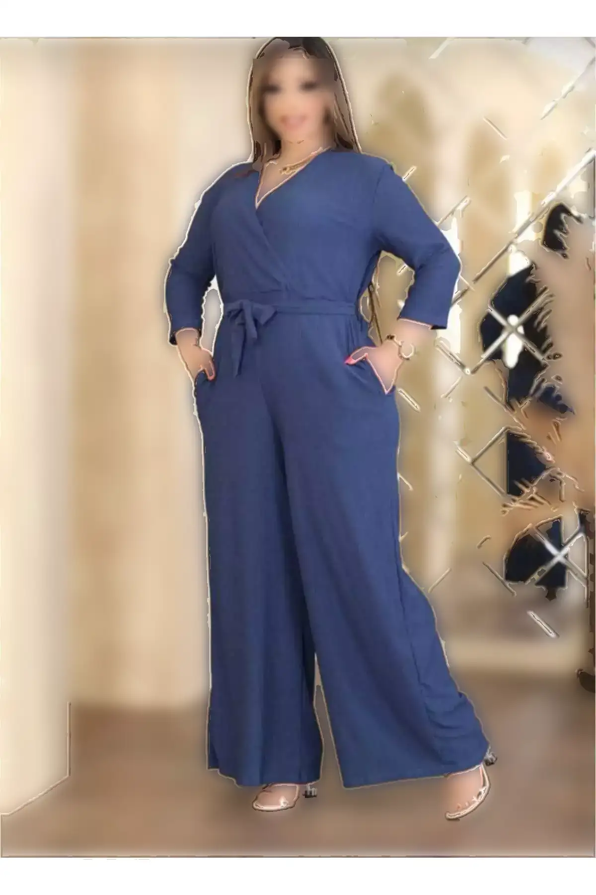 سرهمی یقه کراواتی سایز بزرگ برند MODAEFD - 887123415