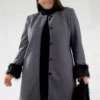 کاپشن پشمی با آستین بزرگ و پالتو خزدار برند Roxxlen - 1026728746