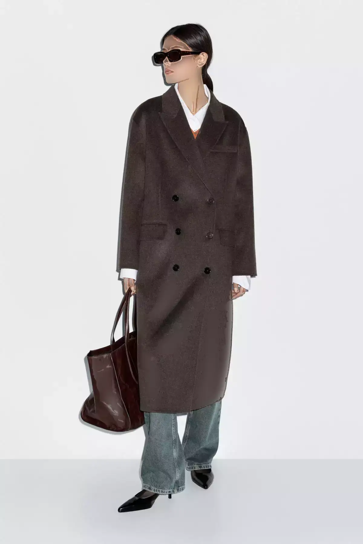 کاپشن پشمی بلند ترکیبی دو طرفه برند Massimo Dutti - 978171582