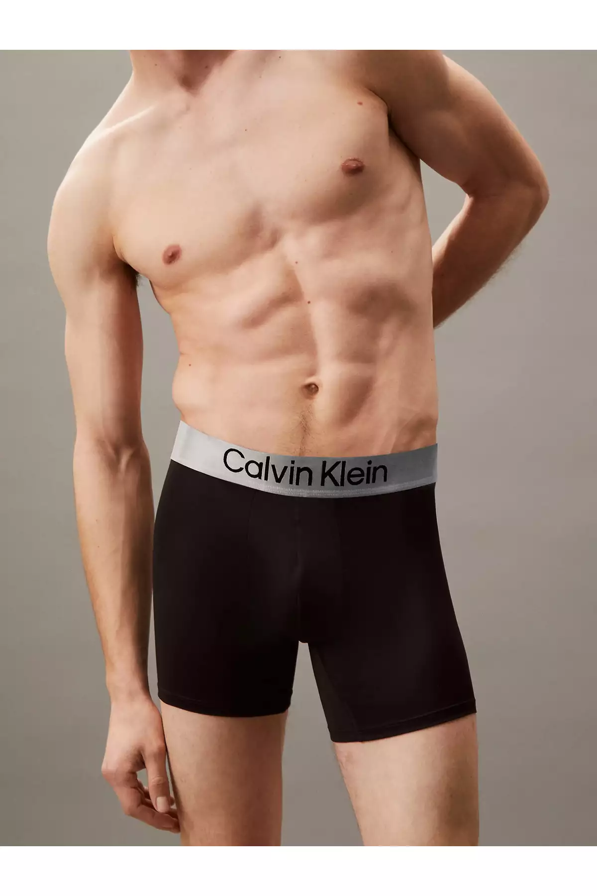 شورت مردانه راحت با پارچه کشی و شعار دار، سهتایی، رنگ مشکی برند Calvin Klein - 939001400
