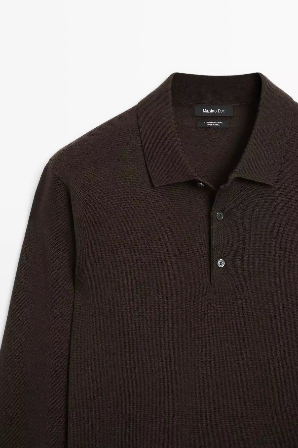 ژاکت پولو یقه دار با تیغه 100% پشم مروینوس برند Massimo Dutti - 984209595