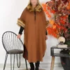پانچو سوئیدی قهوهای شیری زنانه در سایز بزرگ برند Genel Markalar - 379713742