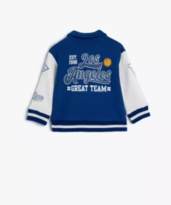 کالج جکت رنگی با بلوک، جیبدار، با آستر پشمی و یقه پولو با دکمههای فشاری برند Koton - 856685530