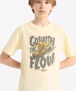 تیشرت آستین کوتاه یقه گرد با طرح چاپی برای پسران مدل E6312A825HS برند Defacto - 929272030