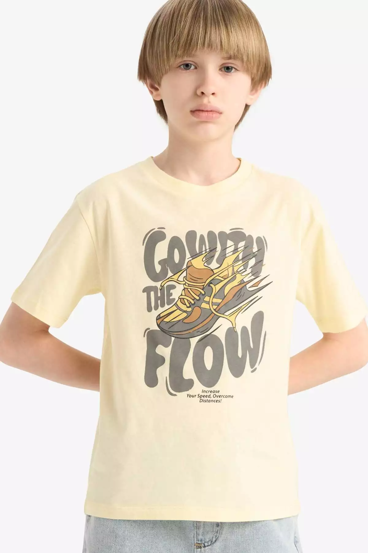 تیشرت آستین کوتاه یقه گرد با طرح چاپی برای پسران مدل E6312A825HS برند Defacto - 929272030