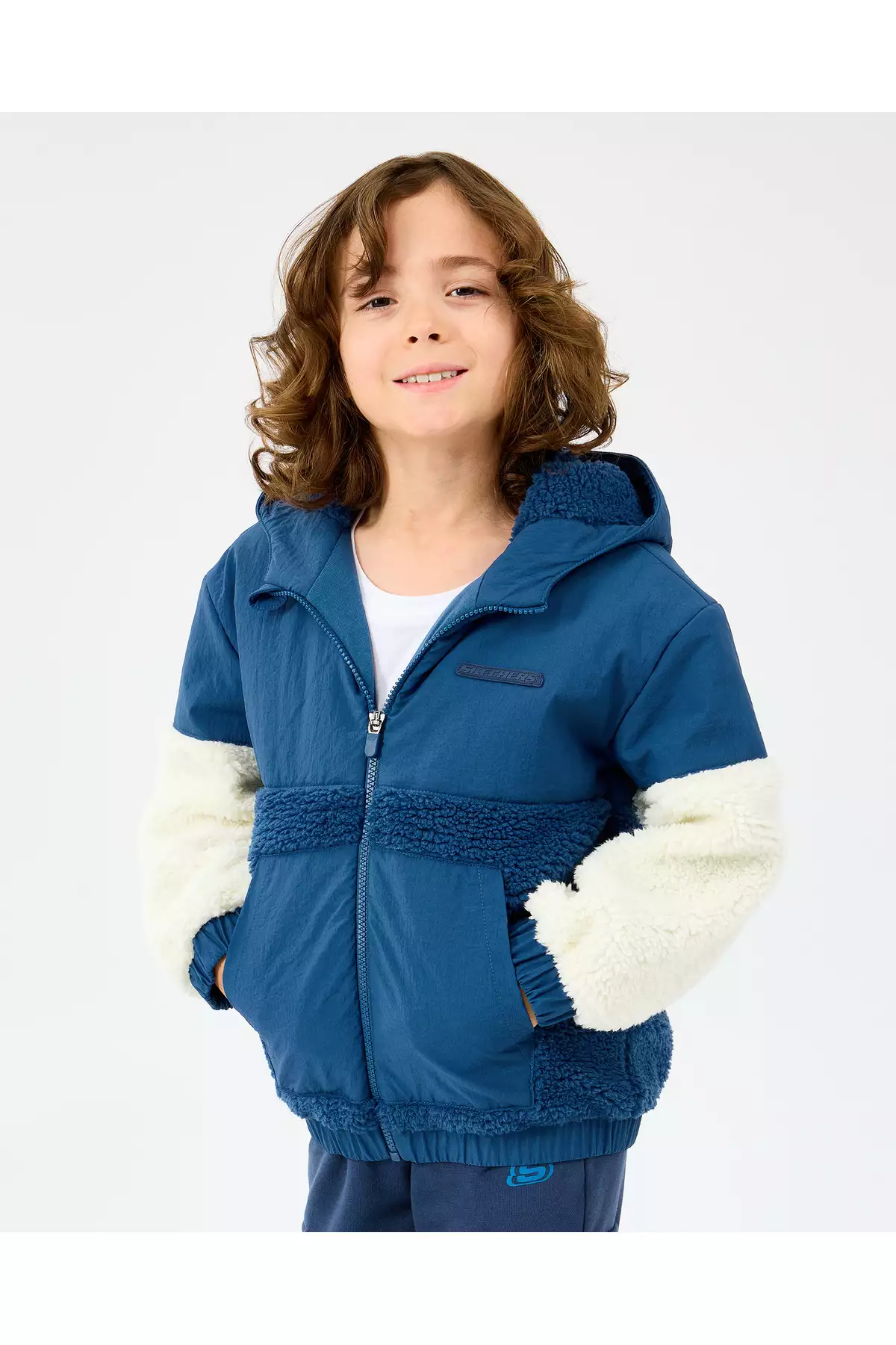 کاپشن شرپای بزرگ برای پسران - رنگ آبی مدل SK2520044-0914 برند Skechers - 981631510