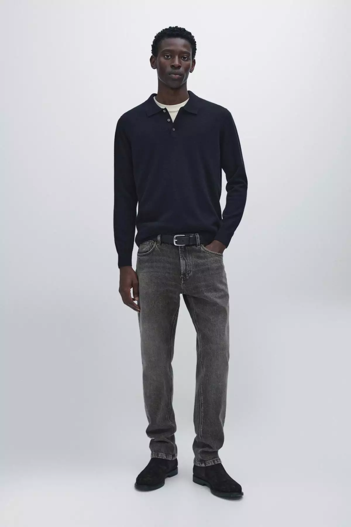 پولویی یقهدار با بافت ترکیبی پشم یونی برند Massimo Dutti - 984763911