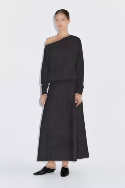 دامن A شکل بلند با مخلوط پشم برند Massimo Dutti - 984739861