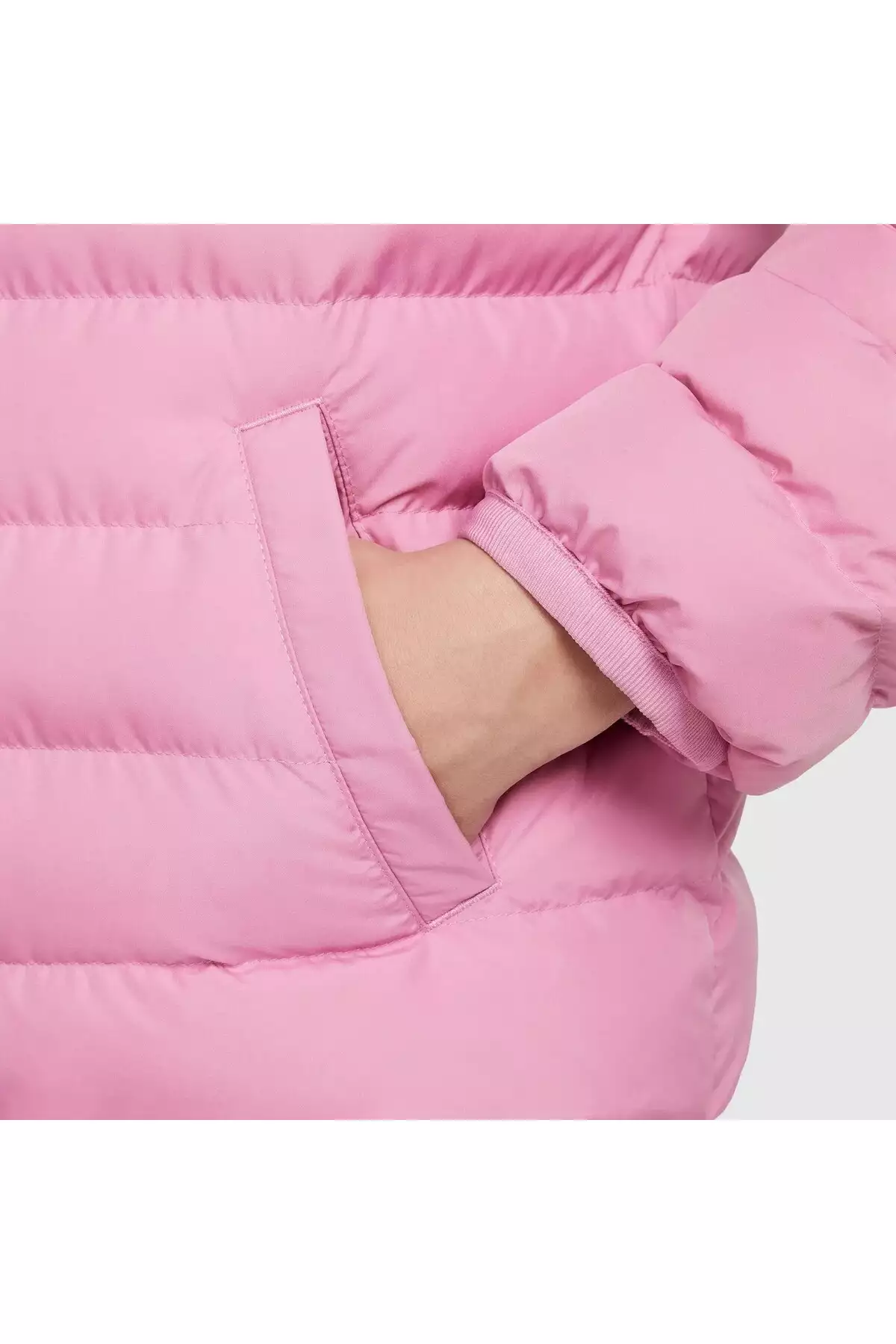 عطر ورزشی سبک با پر مصنوعی، مانتوی زمستانی دخترانه صورتی برند Nike - 991255263