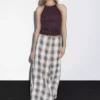 دامن A شکل با الگوی چهارخانه بلند برند Massimo Dutti - 957599407