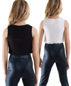 ست دو عددی تاپ کوتاه مشکی و سفید برای دختران کودک برند Denokids - 898546612