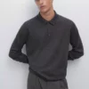 پولوشرت پشمی 100% مروین با یقه گرد برند Massimo Dutti - 975159407
