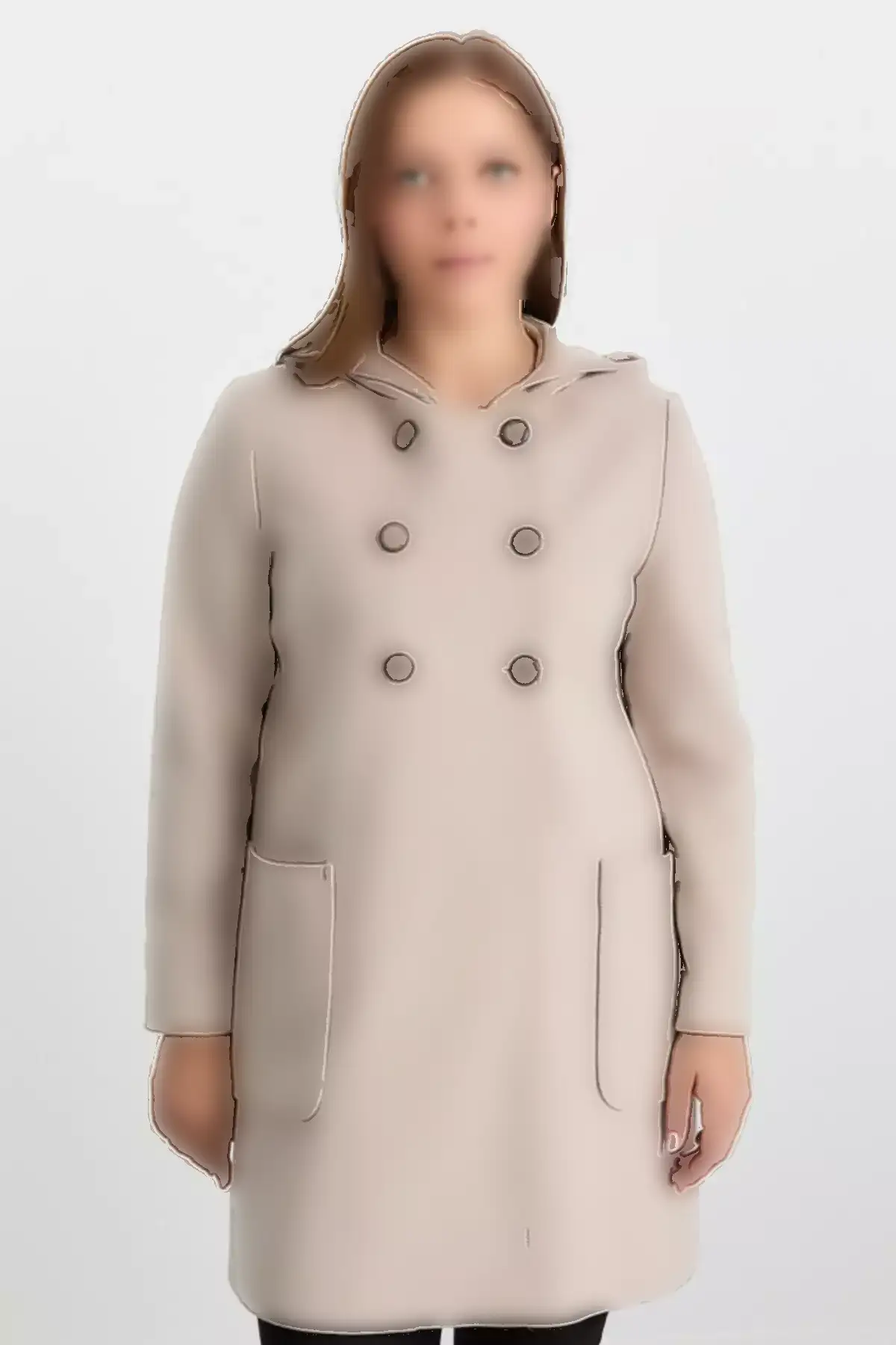 پالتوی سایز بزرگ با کلاه و جیبدار برند Selen Giyim - 993223014