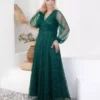 پیراهن دگاجه یقه بلند بزرگ سایز سبز برند BÜYÜK MODA BEDEN - 983122593
